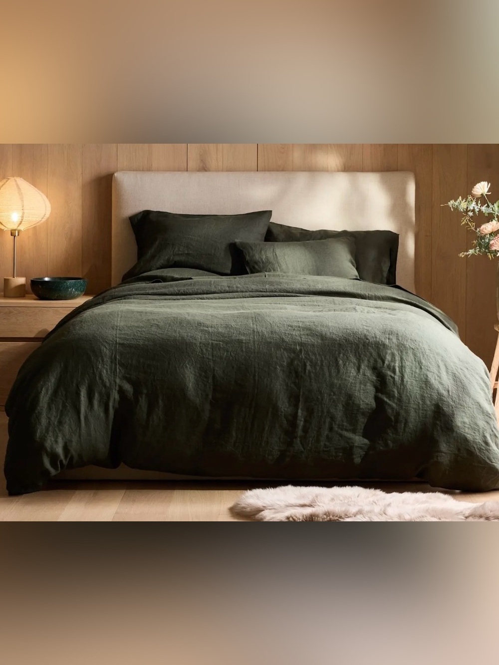 NWOT Quince European Linen 1 Piece Duvet Cover, King/Cal (Pine) No shams